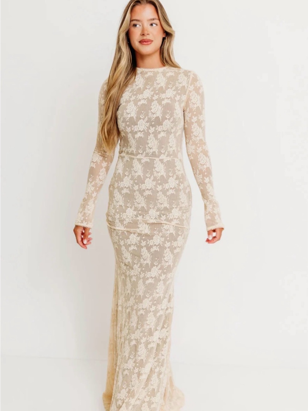 Lace Maxi Dress in Cream
